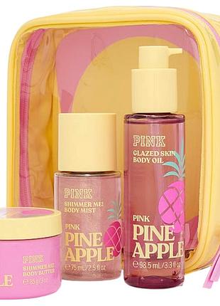 Подарочный набор pink victoria’s secret let's glow away shimmer set pineapple