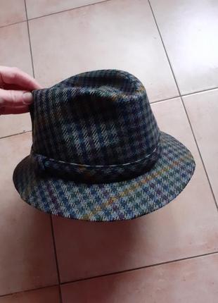 Шляпа в клетку,шляпа шерстяная,капелюх,шляпа винтажная,фирменная шляпа