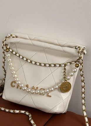 Брендова жіноча сумочка шанель шкіряна сумка крос боді chanel для жінки класична сумка міні через плече для дівчини білий