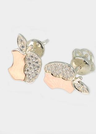 Серьги-гвоздики из серебра с золотыми вставками