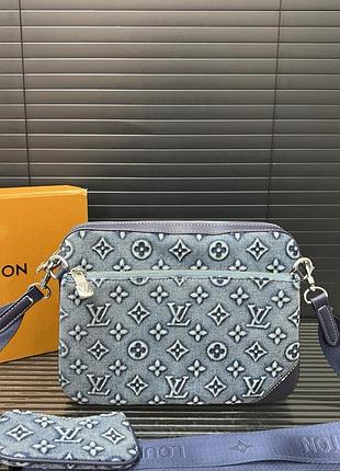 Louis vuitton сумка чоловіча джинсова унісекс синя