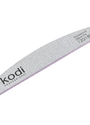Пилка для нігтів kodi professional №130 півмісяць 120/180 світло-сіра