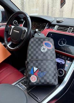 Louis vuitton avenue сумка мужская бананка графитовая
