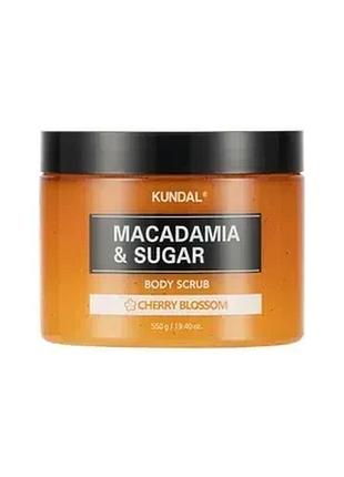 Скраб для тіла цукровий "вишневий цвіт" kundal macadamia & sugar body scrub cherry blossom 550gr