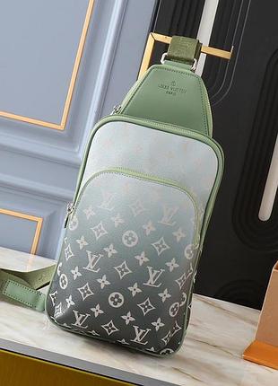 Чоловіча сумка louis vuitton зелена avenue-слінг бананка