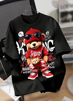 Футболка с принтом медвежонок в стиле streetwear размер xxl