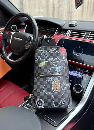 Louis vuitton avenue сумка мужская бананка графитовая