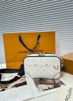 Louis vuitton мужская белая сумка nano alpha кожаная