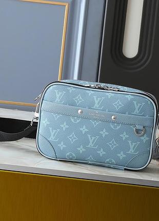 Сумка мужская louis vuitton nano alpha голубая кожаная унисекс