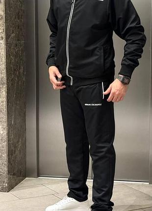 Armani чоловічий спортивний костюм чорний плащівка