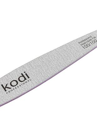 Пилка для нігтів kodi professional №144 конусна 100/100 світло-сіра