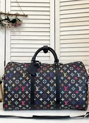 Louis vuitton keepall сумка мужская унисекс чёрная спортивная дорожная женская