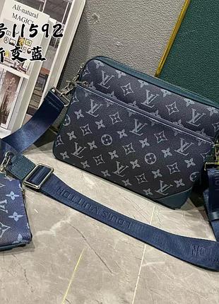 Louis vuitton сумка мужская trio кожаная синий