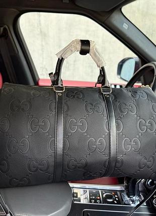 Сумка мужская кожаная keepall дорожная чёрная спортивная gucci