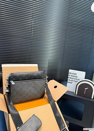 Louis vuitton trio messenger серая сумка мужская 3v1