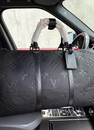 Сумка мужская кожаная keepall дорожная чёрная спортивная