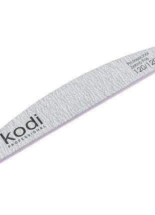 Пилка для нігтів kodi professional №123 півмісяць 120/120 світло-сіра