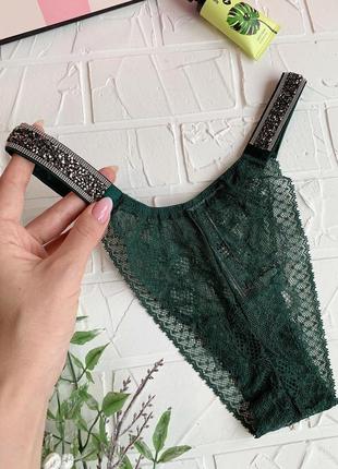 Зелені трусики victoria’s secret very sexy shine strap оригінал смарагдові трусики стрази камні