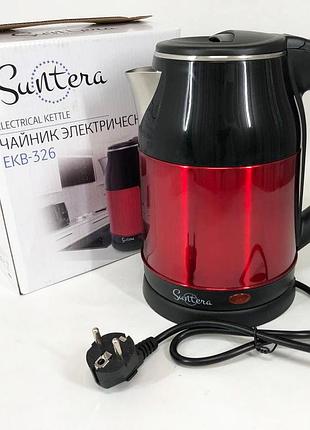 Электрочайник дисковый 1.8 л 1500 вт с двойными стенками suntera ekb-326r красный
