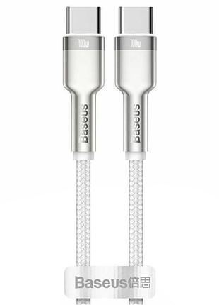 Дата кабель baseus cafule metal type-c to type-c 100w (2m) (catjk-d) білий