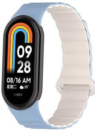 Ремешок dual-color magnetic для xiaomi mi band 9/8/10 lilac blue / white