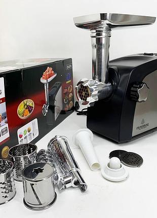 Электромясорубка crownberg cb-4216 3200вт мясорубка соковыжималка с терками для овощей и реверсом