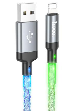 Дата кабель hoco u112 shine 2.4a usb to lightning (1m) gray