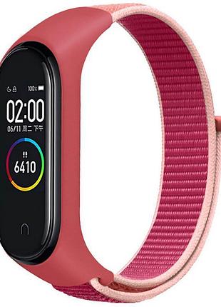 Ремінець nylon new для xiaomi mi band 3/4/5/6/7 pomegranate red / pink