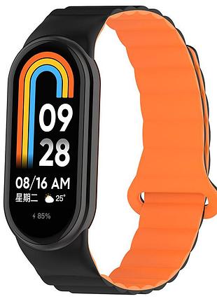 Ремінець dual-color magnetic для xiaomi mi band 9/8/10 black / orange