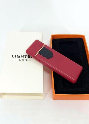 Электрозажигалка usb zgp abs, сенсорная зажигалка электрическая спиральная. цвет: красный