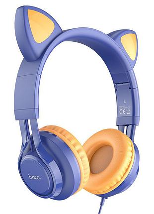 Накладные наушники hoco w36 cat ear (3.5mm/1.2m) midnight blue
