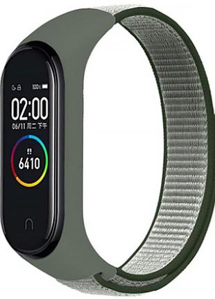 Ремешок nylon new для xiaomi mi band 3/4/5/6/7 dark olive / green