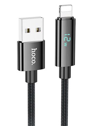 Дата кабель hoco u125 benefit 2.4a usb to lightning with display (1.2m) black