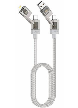 Дата кабель amaya acd-390 4in1 type-c to lightning/type-c to usb 240w (1m) biege