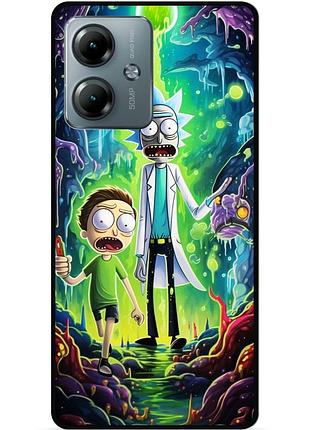 Силіконовий чохол бампер для motorola moto g14 з малюнком рік і морті rick and morty