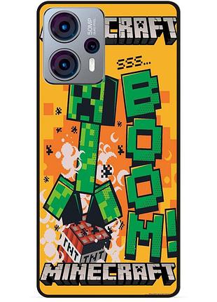 Силіконовий чохол бампер для motorola moto g23 стів minecraft кріпер майнкрафт