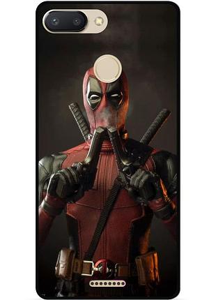 Силиконовый бампер чехол для xiaomi redmi 6 с рисунком дэдпул deadpool