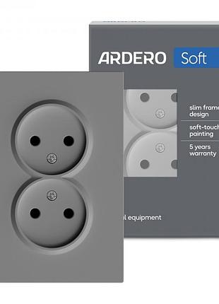 Розетка двойная ardero er112-g soft 16а без заземления серая