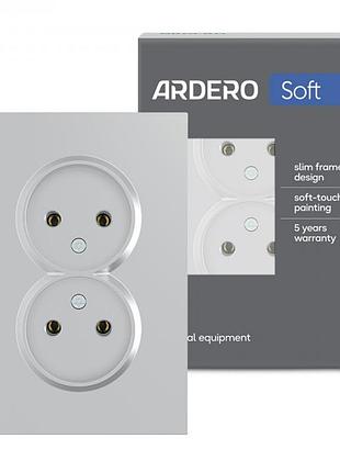 Розетка двойная ardero er112-s soft 16а без заземления серебро