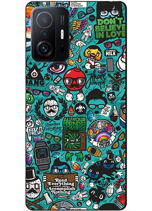 Силіконовий чохол бампер для xiaomi 11t з малюнком стикери