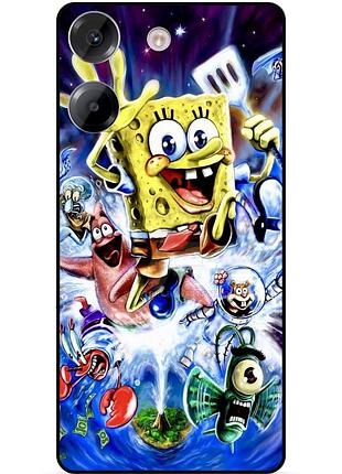 Силиконовый чехол бампер для xiaomi poco m7 pro с картинкой губка боб sponge bob