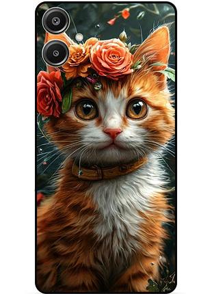 Чехол силиконовый бампер для samsung a07 с рисунком котенок