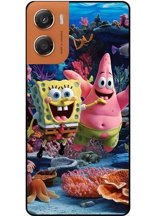 Силиконовый бампер чехол для motorola moto g06 с рисунком sponge bob губка боб