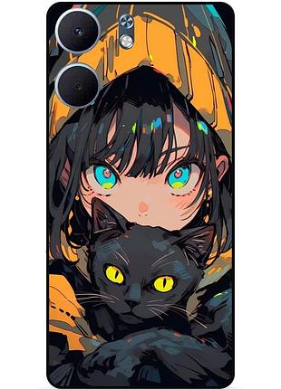 Силиконовый бампер чехол для oppo a5x с рисунком аниме котик