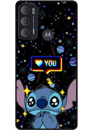 Силиконовый бампер чехол для motorola moto g60 лило и стич stitch
