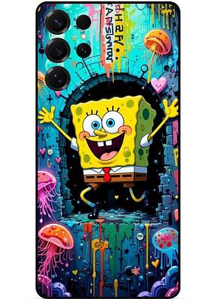 Силиконовый чехол бампер для samsung s24 ultra с картинкой sponge bob губка боб