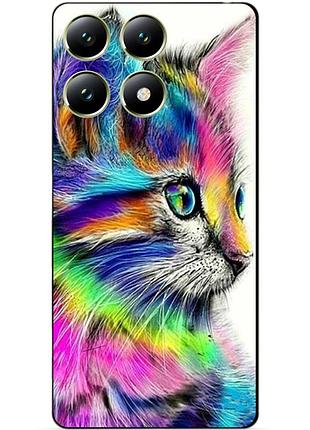 Силіконовий чохол бампер для xiaomi 14t з малюнком акварельний кіт