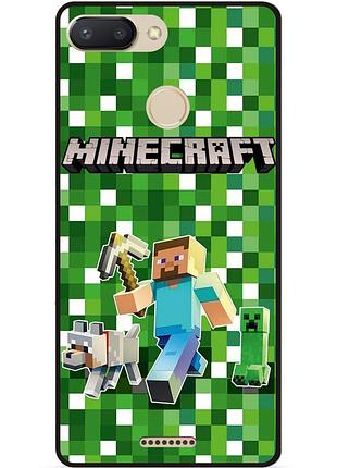 Силіконовий чохол бампер для xiaomi redmi 6 стів minecraft кріпер майнкрафт