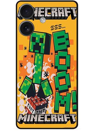 Силіконовий чохол бампер для tecno spark go 2 (km4) стів minecraft кріпер майнкрафт
