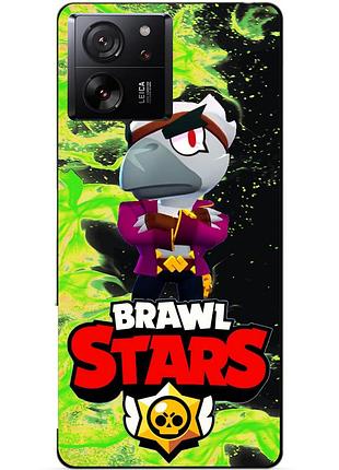 Силіконовий бампер чохол для xiaomi 13t pro з героєм бравл білий ворон brawl